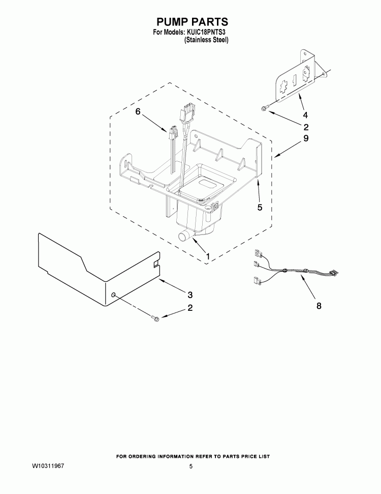 PUMP PARTS Diagram and Parts List for KUIC18PNTS3  KitchenAid Ice Maker