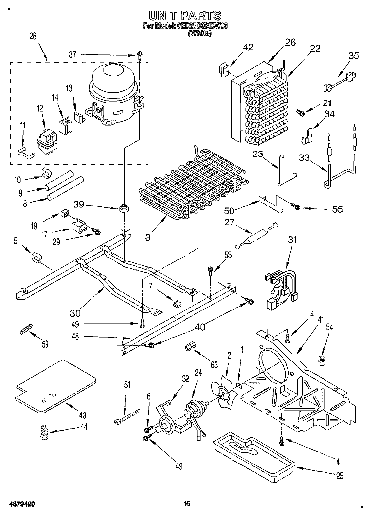 UNIT Diagram and Parts List for 6ED25DQXBN00  Whirlpool Refrigerator