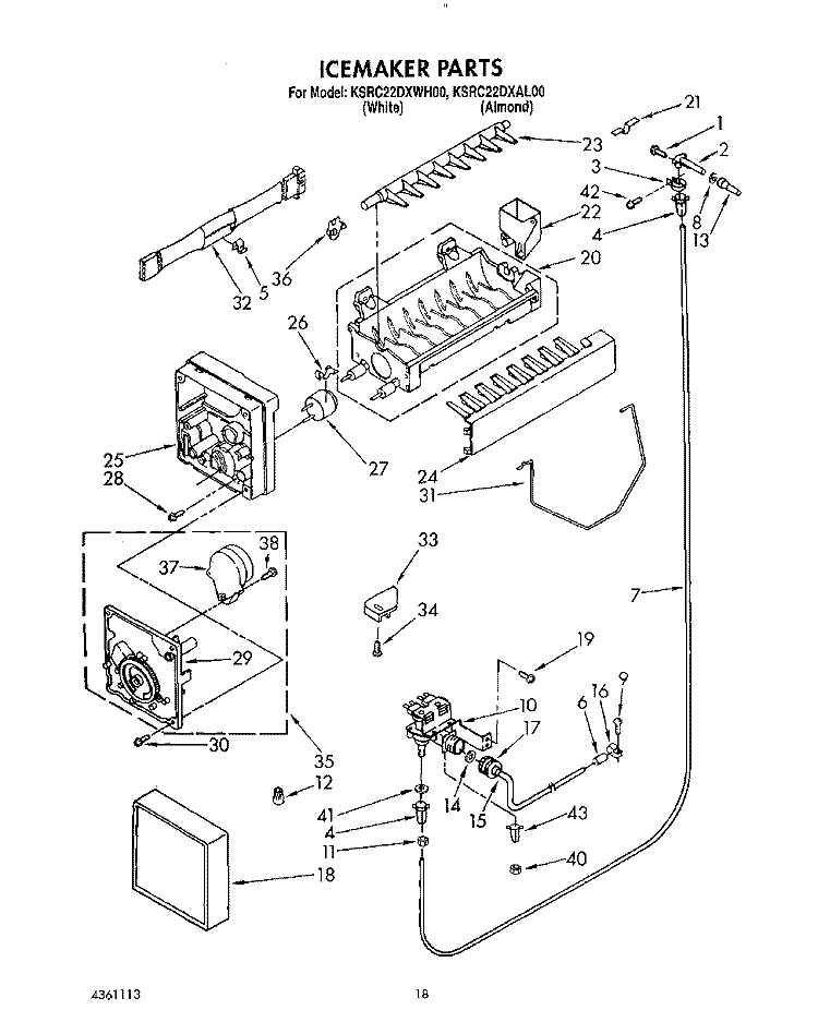 ICEMAKER, LIT/OPTIONAL Diagram and Parts List for KSRC22DXWH00  KitchenAid Refrigerator
