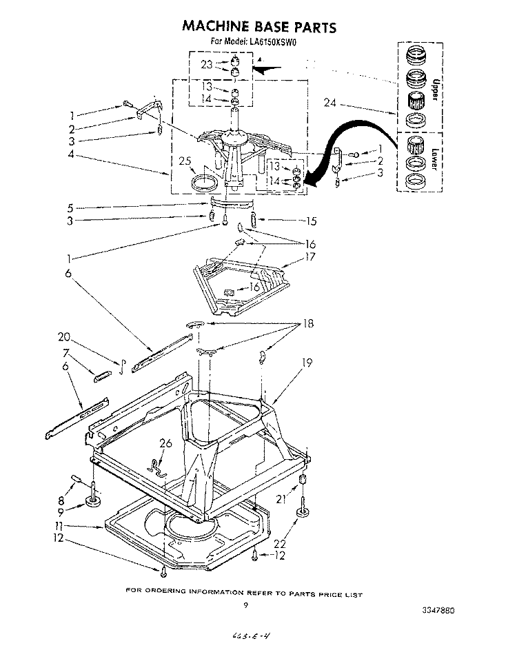 MACHINE BASE Diagram and Parts List for LA6150XSW0  Whirlpool Washer