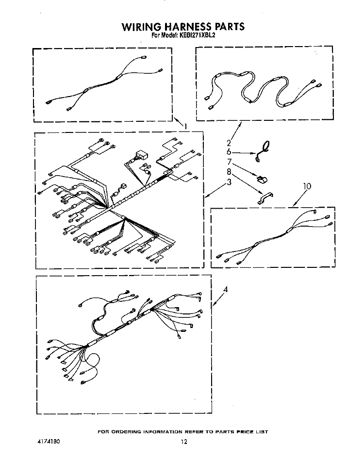 WIRING HARNESS Diagram and Parts List for KEBI271XBL2  KitchenAid Wall Oven