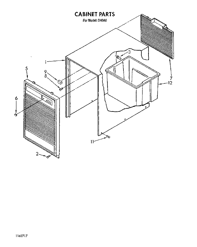 SECTION Diagram and Parts List for D40A0  Whirlpool Dehumidifier
