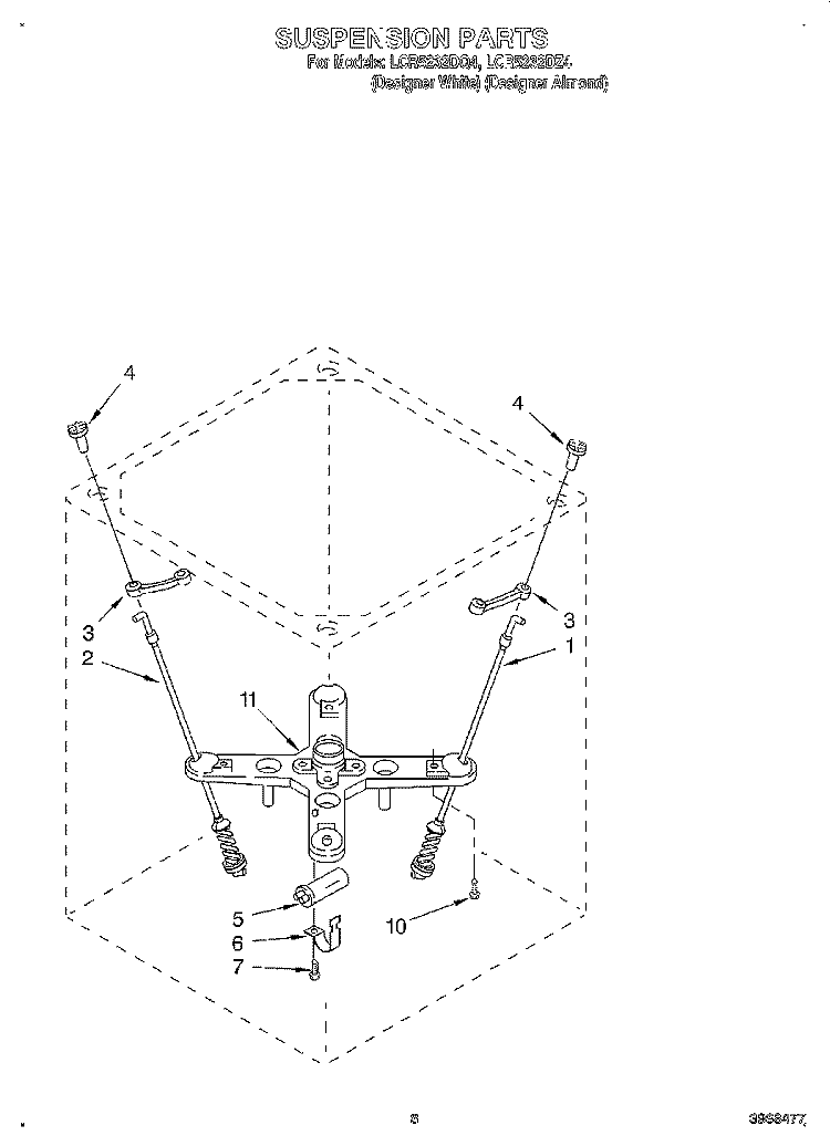 SUSPENSION Diagram and Parts List for LCR5232DZ4  Whirlpool Washer