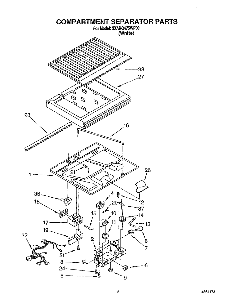 COMPARTMENT SEPARATOR Diagram and Parts List for 3XARG475WP00  Whirlpool Refrigerator