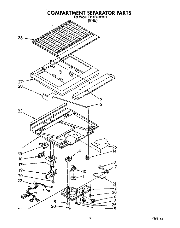 COMPARTMENT SEPARATOR Diagram and Parts List for TT14EKRXW01  Estate Refrigerator