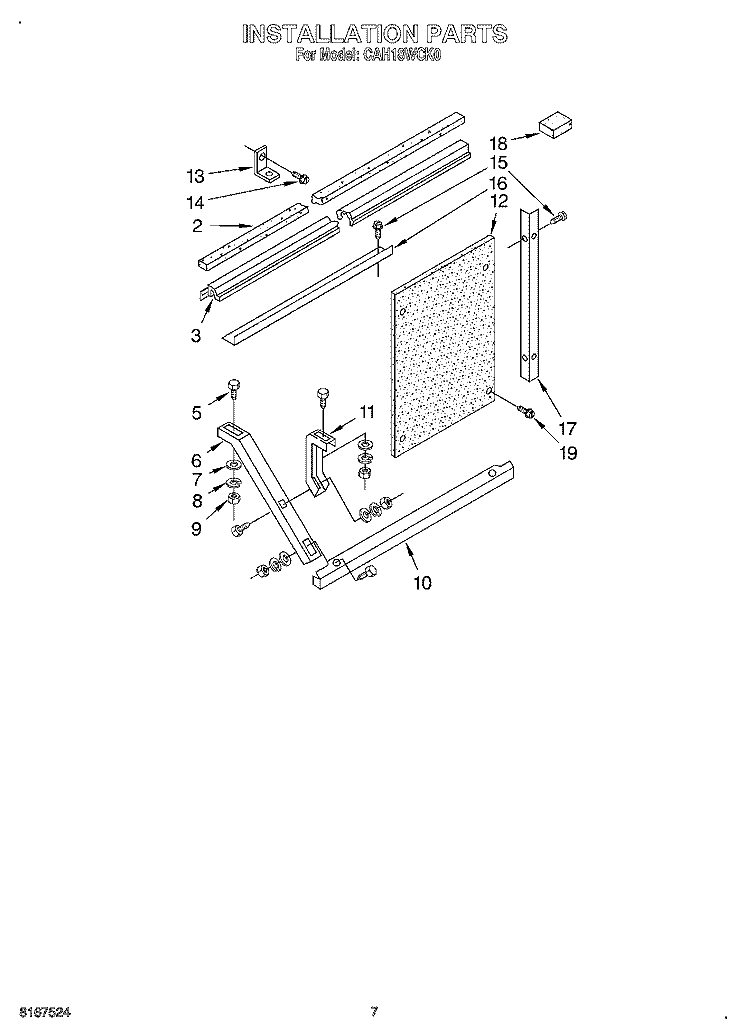 INSTALLATION Diagram and Parts List for CAH18WCK0  Crosley Air Conditioner
