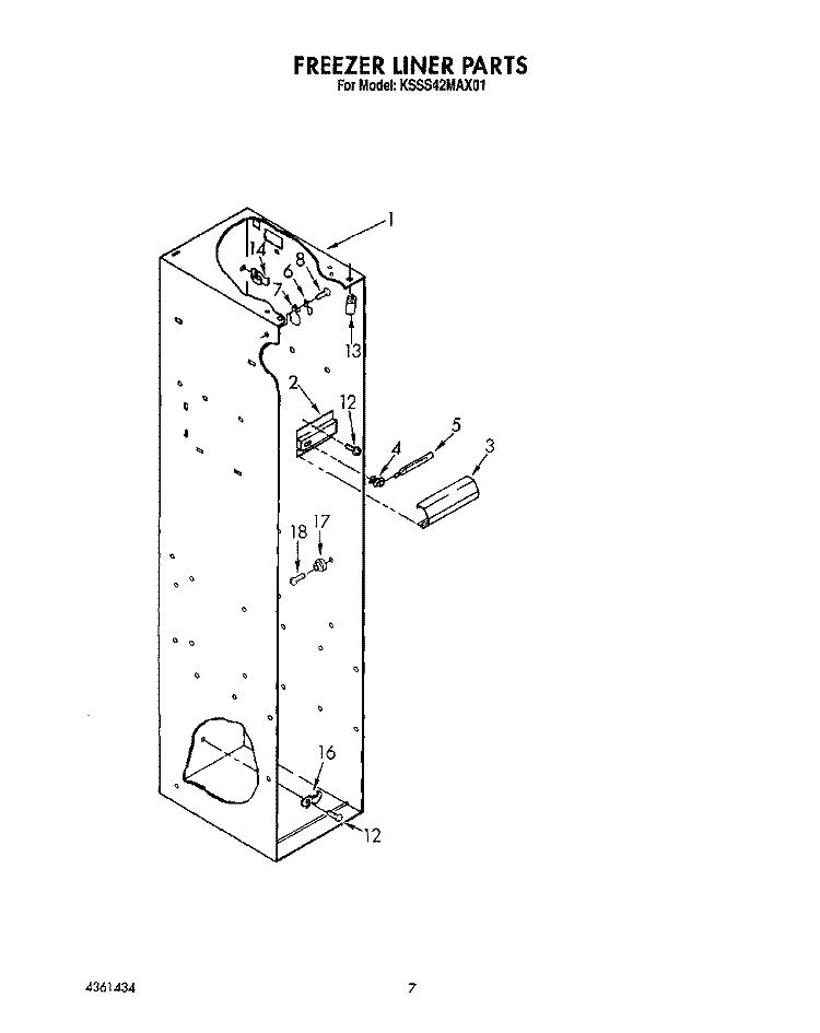 FREEZER LINER Diagram and Parts List for KSSS42MAX01  KitchenAid Refrigerator