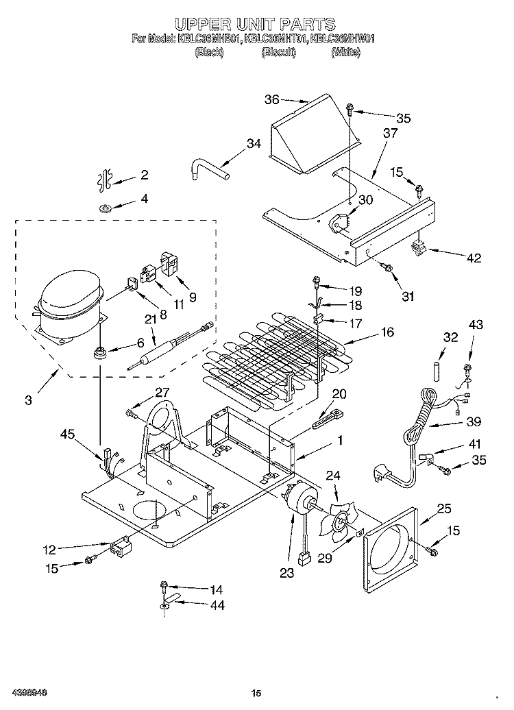 UPPER UNIT Diagram and Parts List for KBLC36MHT01  KitchenAid Refrigerator