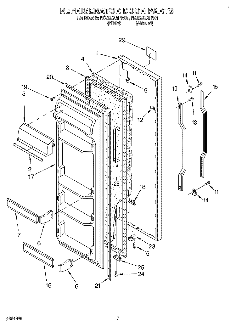 REFRIGERATOR DOOR Diagram and Parts List for RS20DKXFN01  Roper Refrigerator