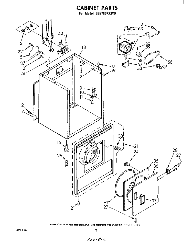 SECTION Diagram and Parts List for LE5780XKW0  Whirlpool Dryer
