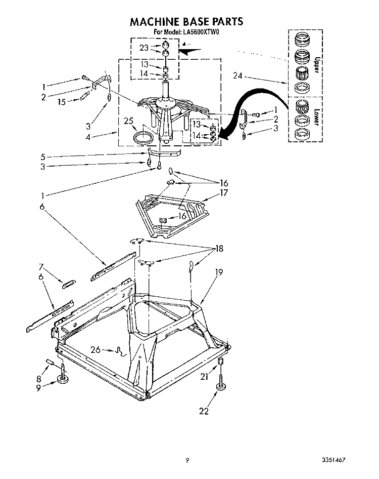 MACHINE BASE Diagram and Parts List for LA5600XTG0  Whirlpool Washer