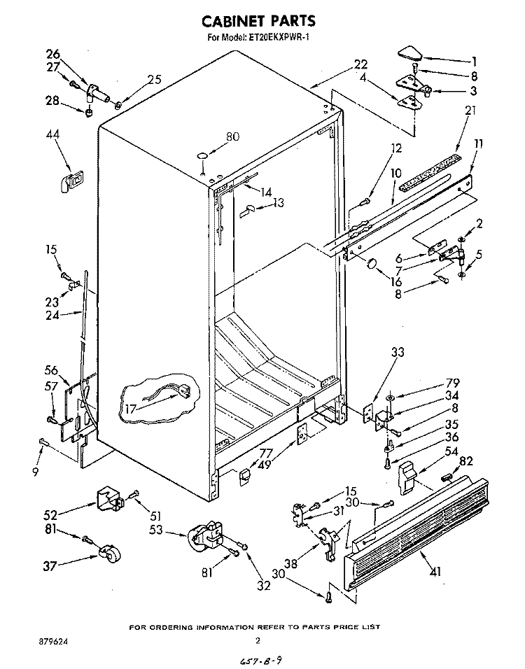 CABINET Diagram and Parts List for ET20EKXPWR1  Whirlpool Refrigerator