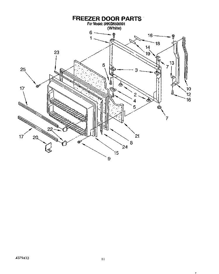 FREEZER DOOR Diagram and Parts List for 3HKGN500001  Whirlpool Refrigerator