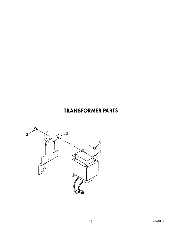 TRANSFORMER Diagram and Parts List for 4ED25PWXWN02  Whirlpool Refrigerator