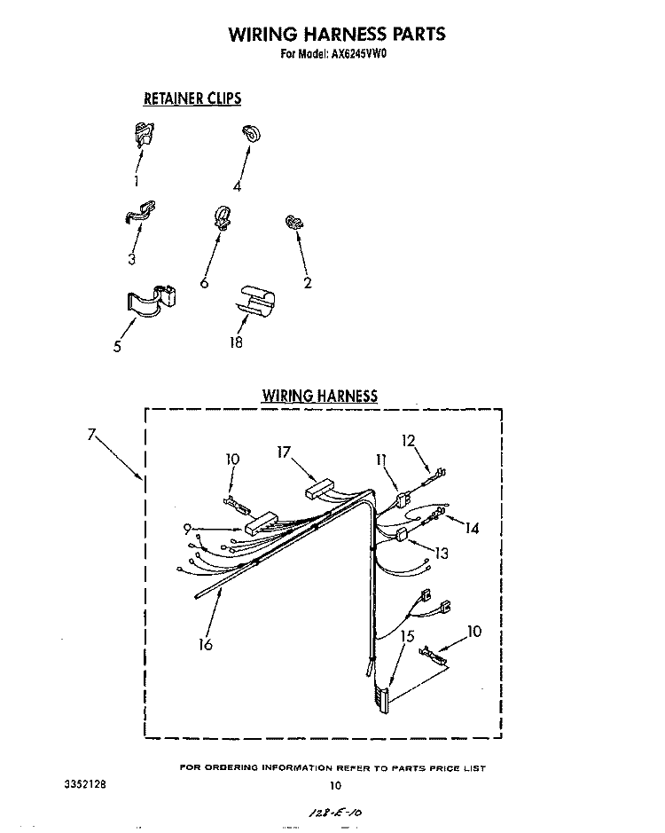 WIRING HARNESS Diagram and Parts List for AX6245VL0  Whirlpool Washer
