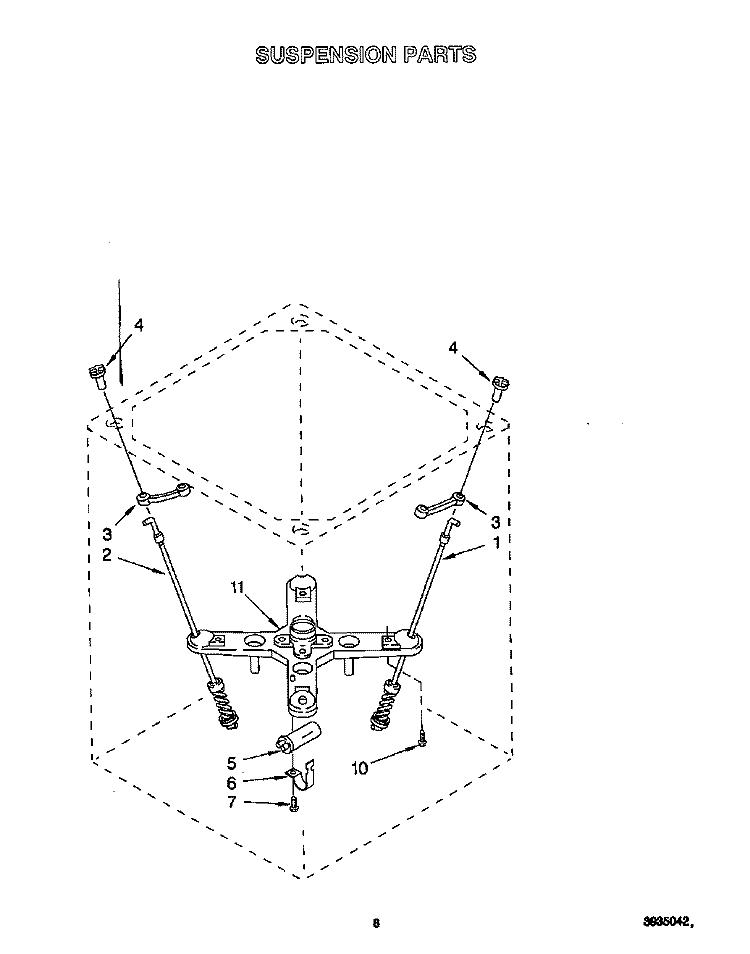 SUSPENSION Diagram and Parts List for RAM5243AW2  Whirlpool Washer