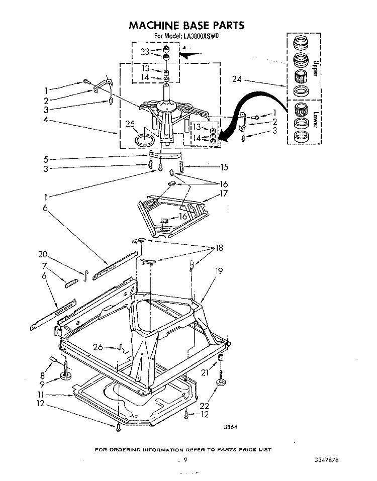 MACHINE BASE Diagram and Parts List for LA3800XSW0  Whirlpool Washer