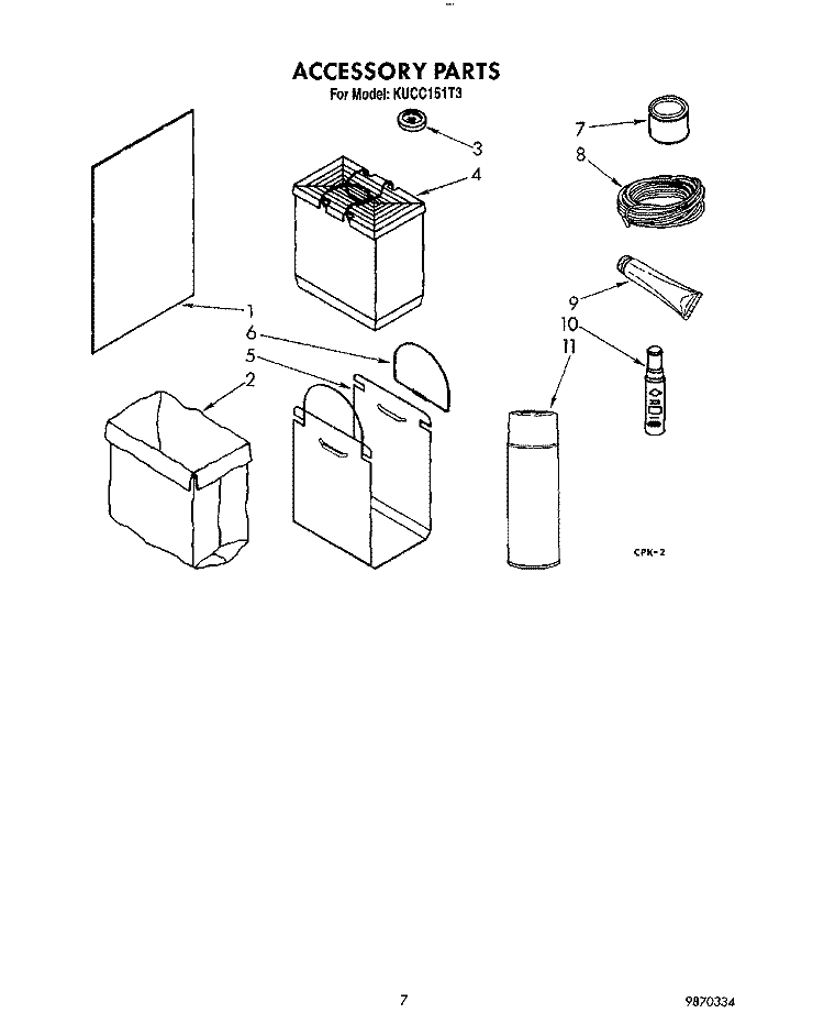 ACCESSORY Diagram and Parts List for KUCC151T3  KitchenAid Trash Compactor
