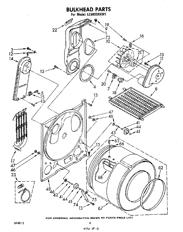 SECTION Diagram and Parts List for LE5920XKW1  Whirlpool Dryer