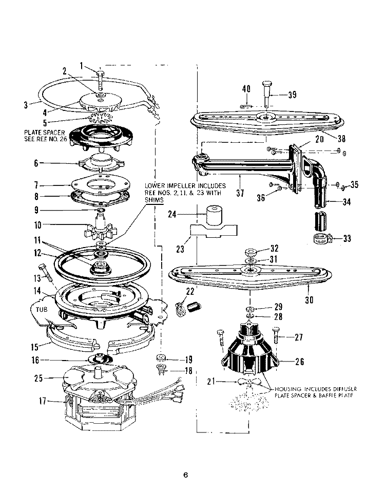 RACK Diagram and Parts List for 8518L40  Roper Dishwasher