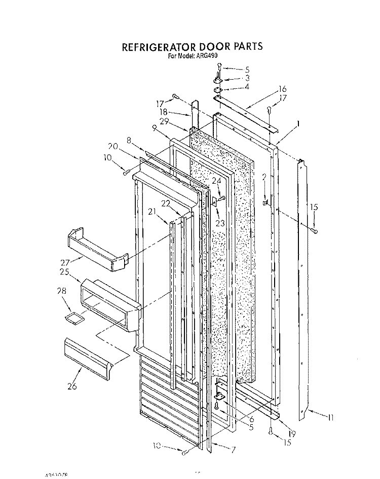 REFRIGERATOR DOOR Diagram and Parts List for ARG490  Whirlpool Refrigerator