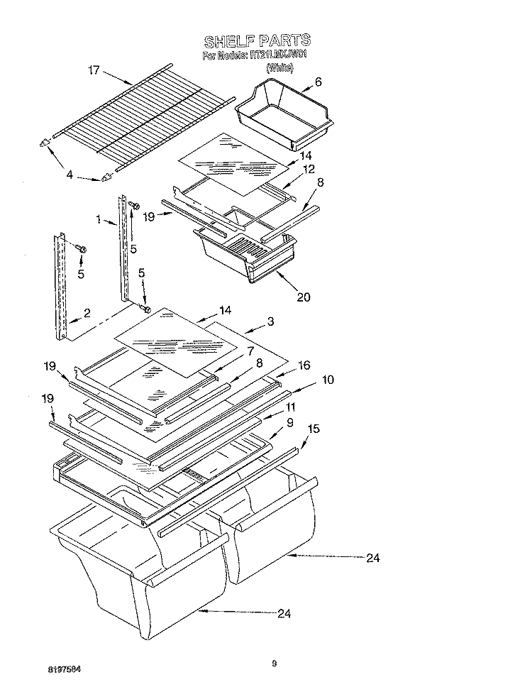SHELF, OPTIONAL Diagram and Parts List for RT21LMXJW01  Roper Refrigerator