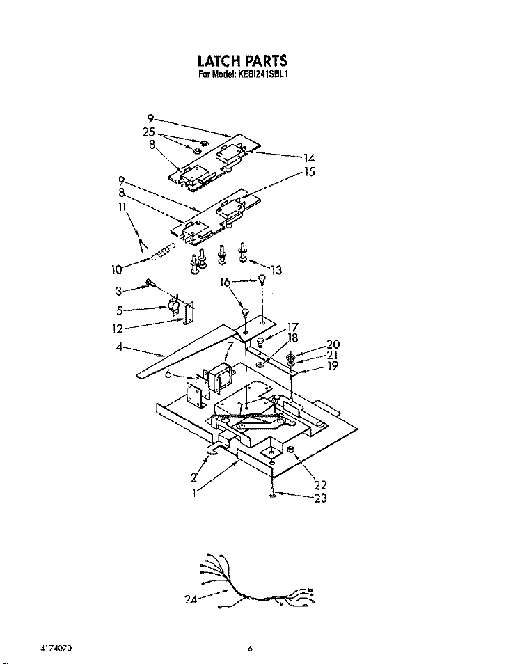 LATCH Diagram and Parts List for KEBI241SBL1  KitchenAid Wall Oven