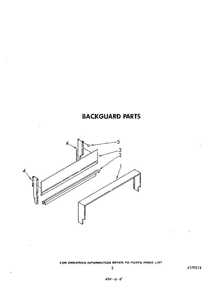 BACKGUARD Diagram and Parts List for SF010ESRW1  Whirlpool Range