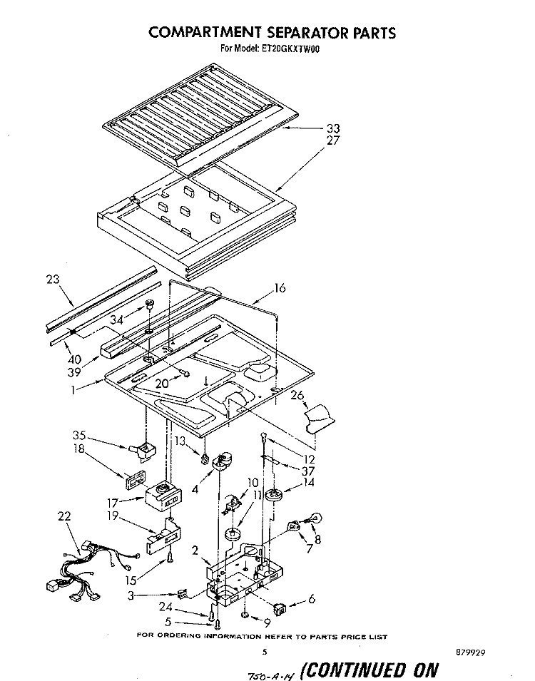 COMPARTMENT SEPARATOR Diagram and Parts List for ET20GKXTG00  Whirlpool Refrigerator