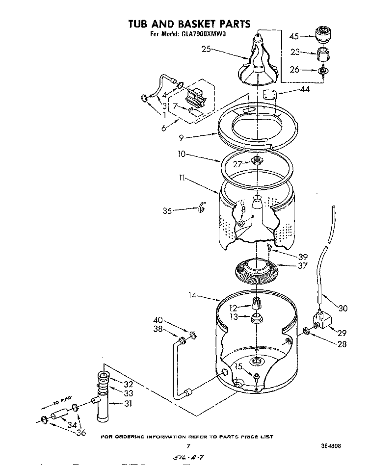 TUB AND BASKET Diagram and Parts List for GLA7900XMW0  Whirlpool Washer