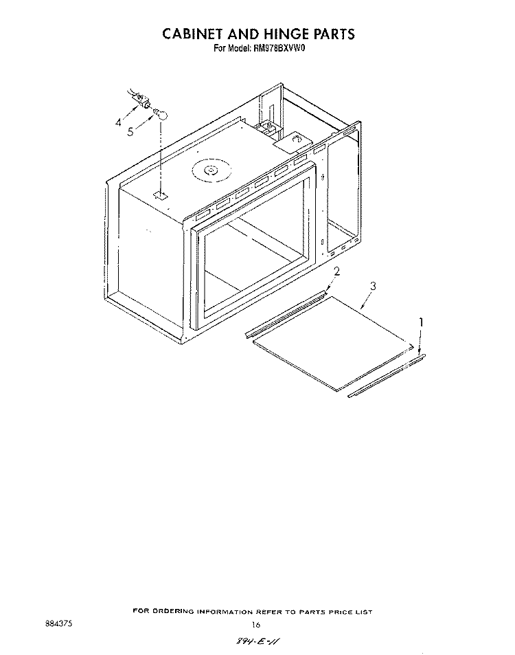 CABINET AND HINGE Diagram and Parts List for RM978BXVN0  Whirlpool Microwave Oven Combo