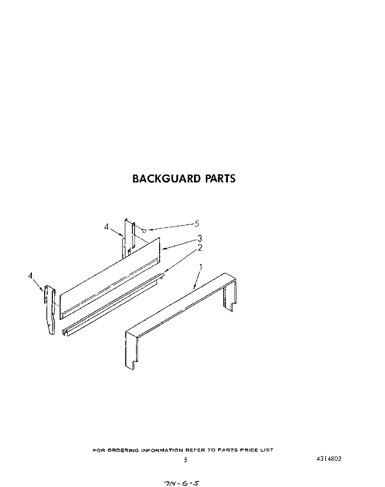 BACKGUARD Diagram and Parts List for SF010ESRW2  Whirlpool Range