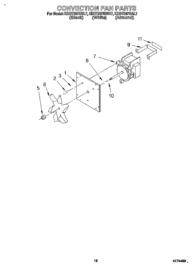 CONVECTION FAN Diagram and Parts List for KDDT207BAL7  KitchenAid Range