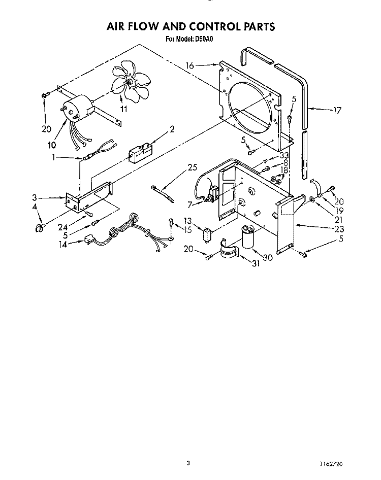 SECTION Diagram and Parts List for D50A0  Whirlpool Dehumidifier