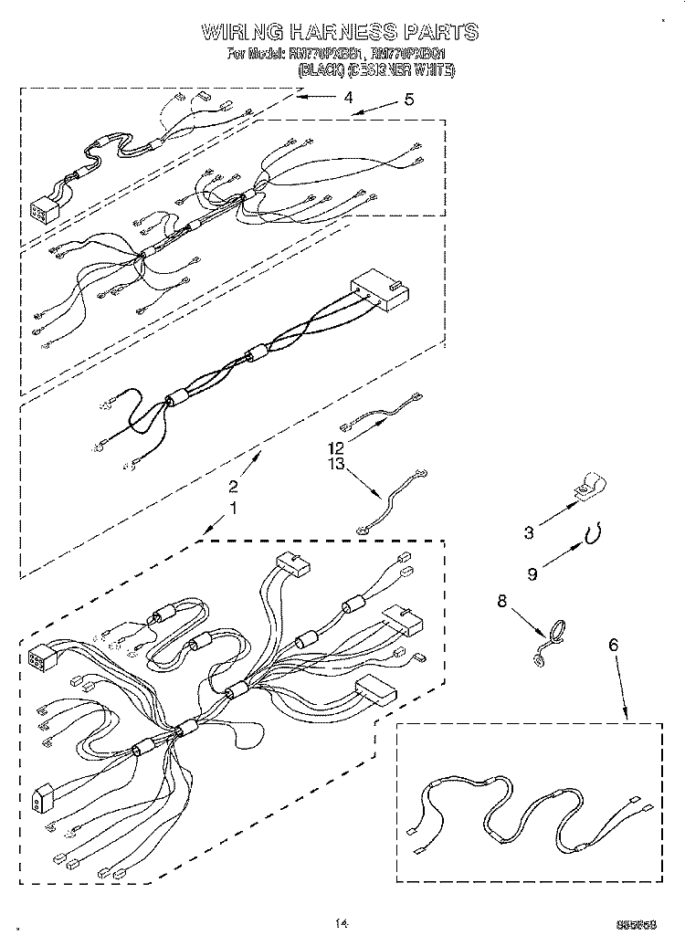WIRING HARNESS Diagram and Parts List for RM770PXBQ1  Whirlpool Wall Oven