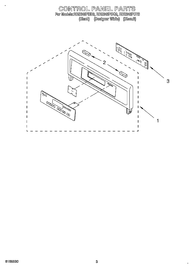 CONTROL PANEL Diagram and Parts List for RBS245PDB9  Whirlpool Wall Oven