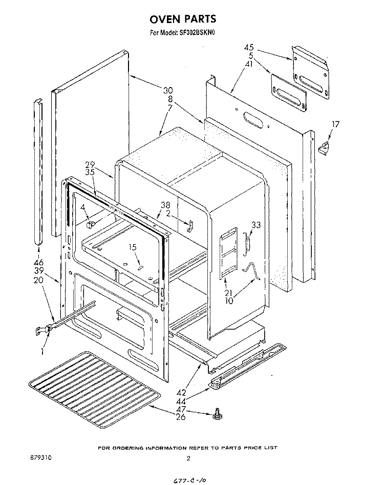 OVEN , LIT/OPTIONAL Diagram and Parts List for SF302BSKN0  Whirlpool Range