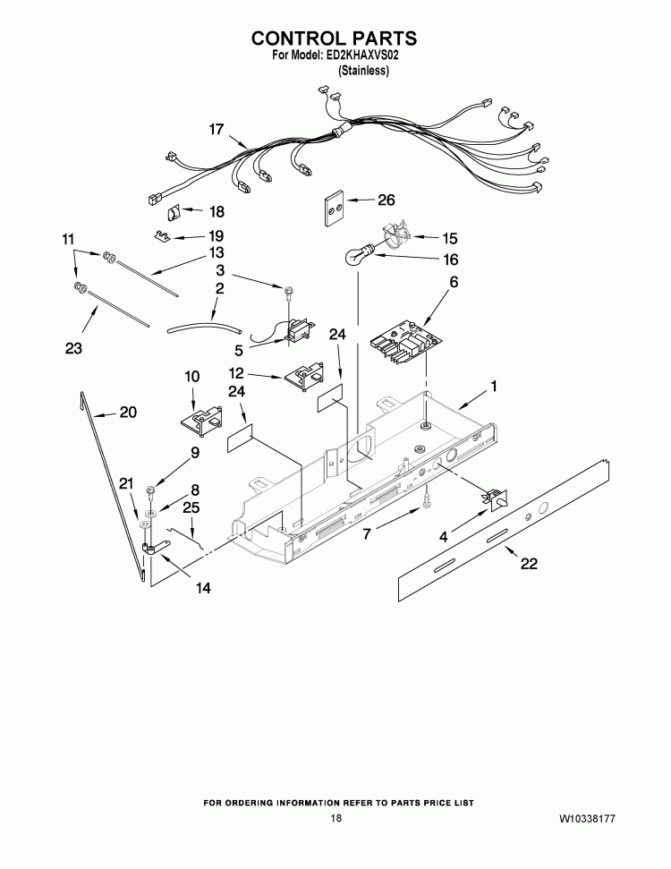 CONTROL PARTS Diagram and Parts List for ED2KHAXVS02  Whirlpool Refrigerator