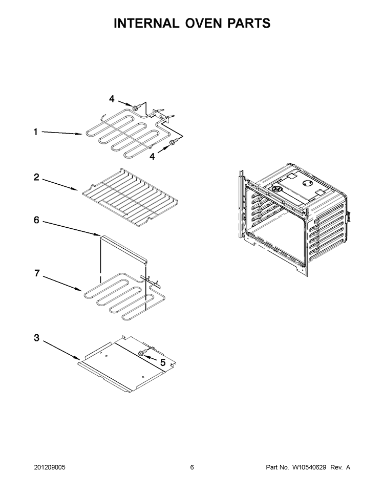 INTERNAL OVEN PARTS Diagram and Parts List for WOS51EC0AT01  Whirlpool Wall Oven