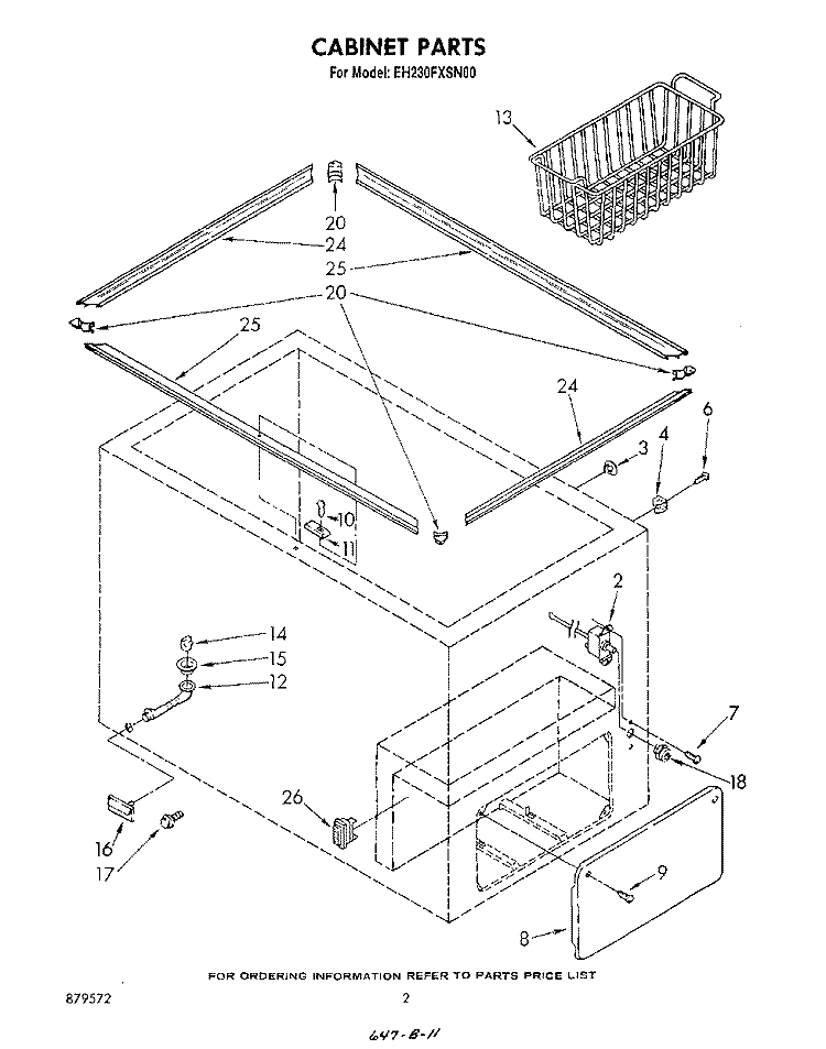 SECTION Diagram and Parts List for EH230FXSN00  Whirlpool Freezer