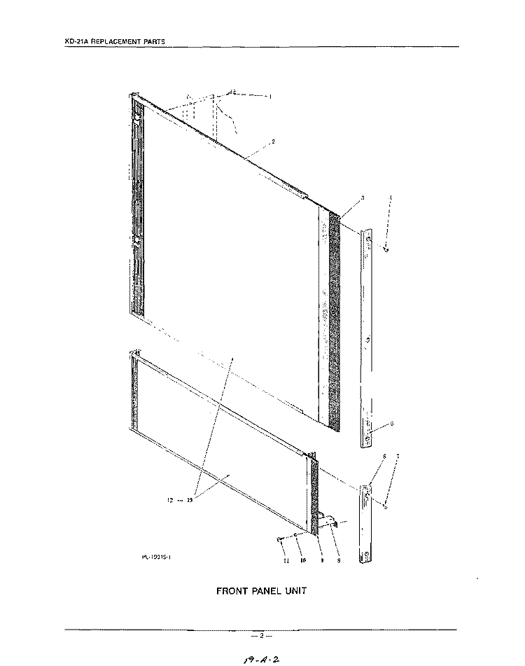 FRONT PANEL Diagram and Parts List for KDC21A  KitchenAid Dishwasher