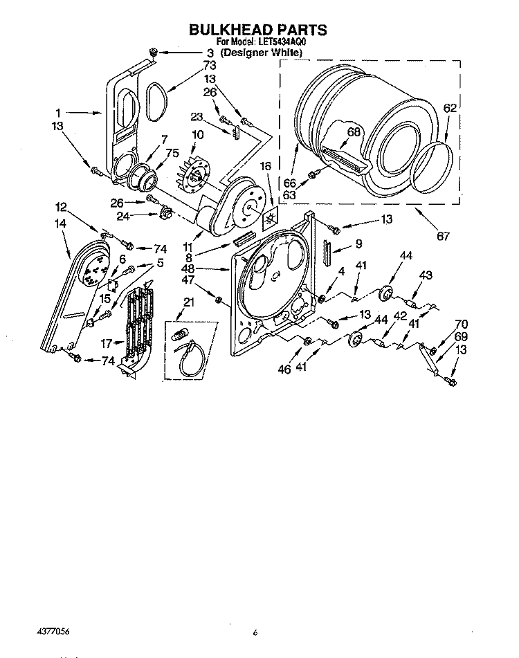 SECTION Diagram and Parts List for LET5434AQ0  Whirlpool Dryer