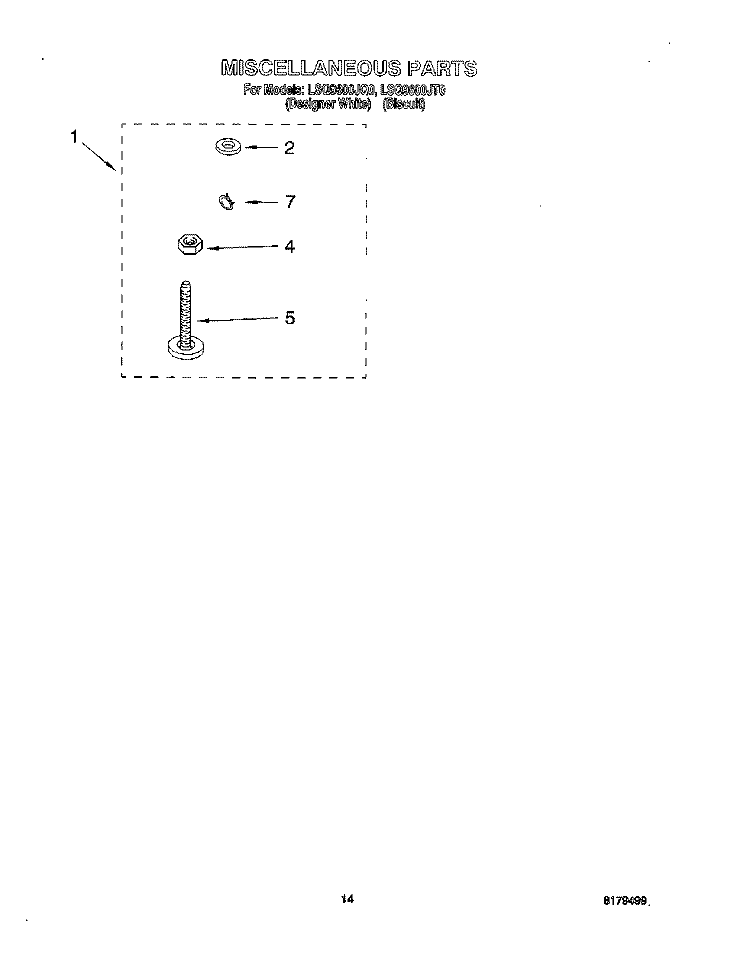 MISCELLANEOUS, OPTIONAL Diagram and Parts List for LSQ9600JT0  Whirlpool Washer