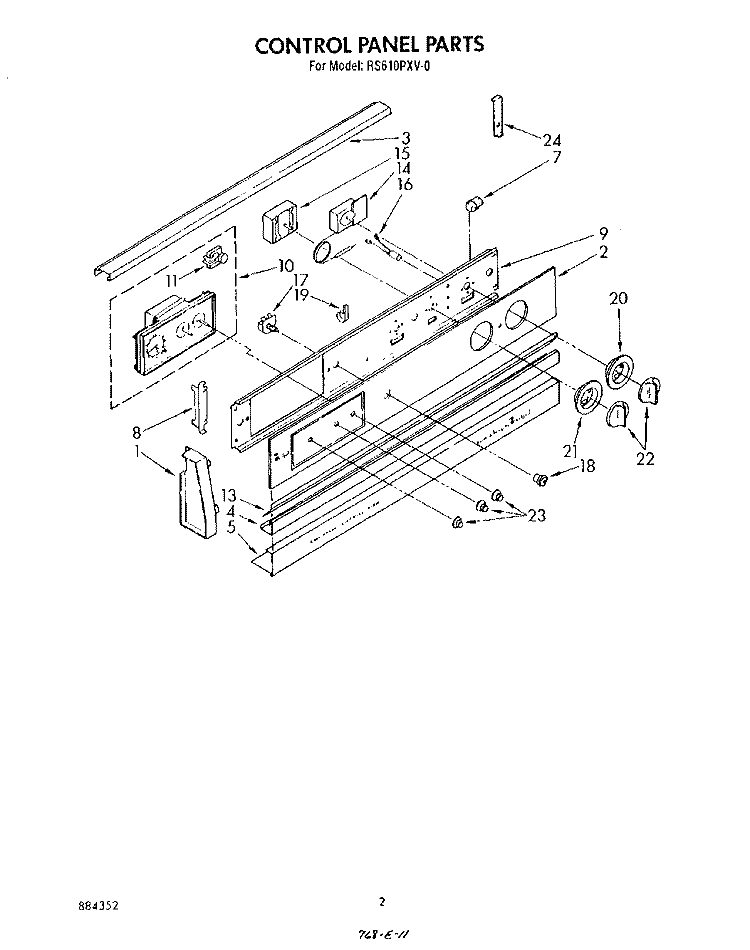 CONTROL PANEL , COOKTOP Diagram and Parts List for RS610PXV0  Whirlpool Range