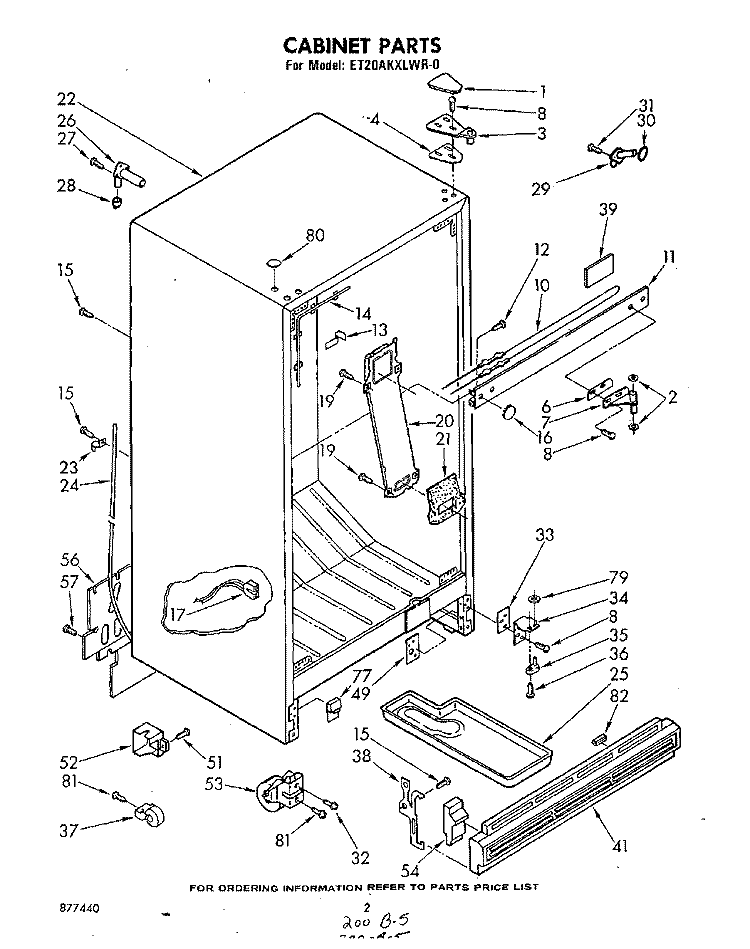 CABINET Diagram and Parts List for ET20AKXLWR0  Whirlpool Refrigerator