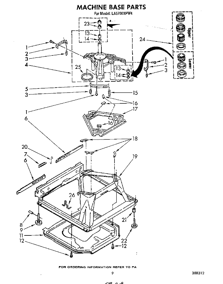 MACHINE BASE Diagram and Parts List for LA5700XPW4  Whirlpool Washer