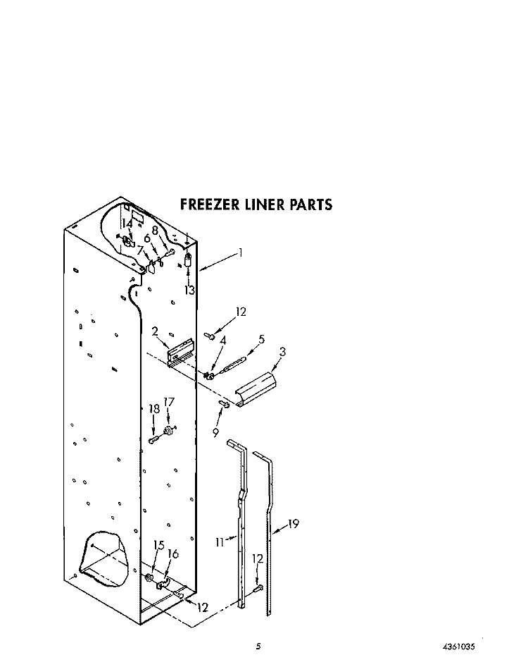FREEZER LINER Diagram and Parts List for KSSS48MWX00  KitchenAid Refrigerator