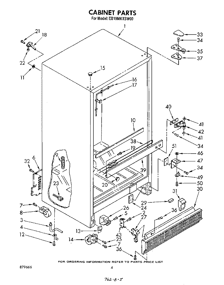 CABINET Diagram and Parts List for EB19MKXSW00  Whirlpool Refrigerator