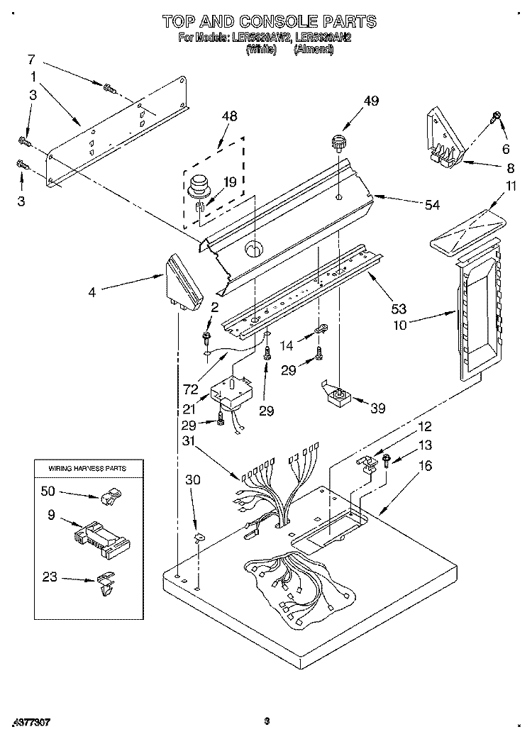 SECTION Diagram and Parts List for LER5638AW2  Whirlpool Dryer