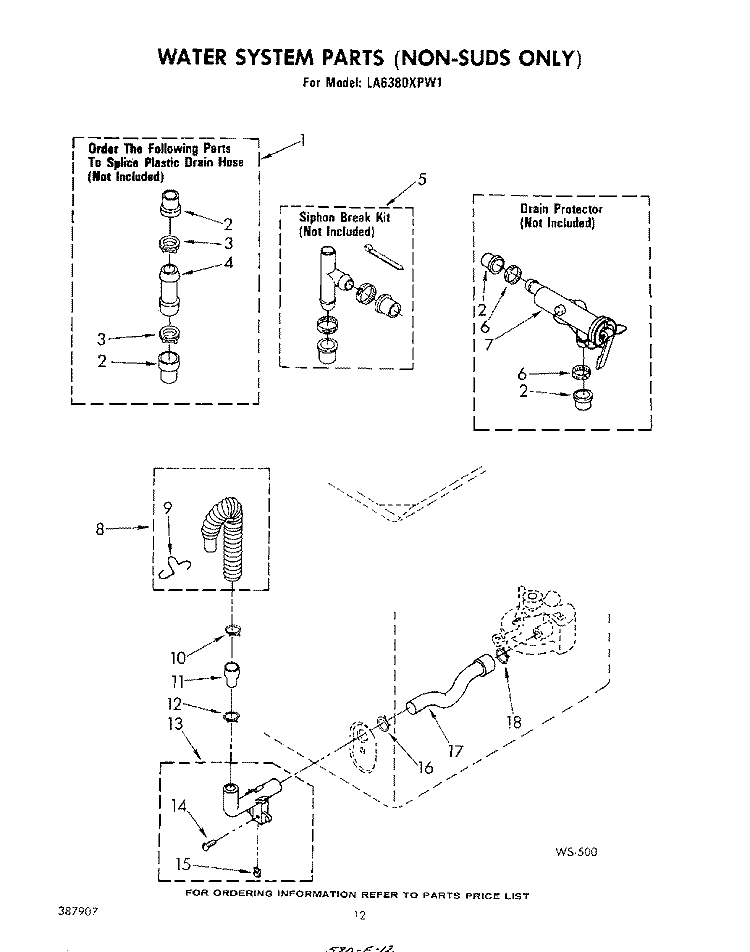 WATER SYSTEM Diagram and Parts List for LA6380XPW1  Whirlpool Washer